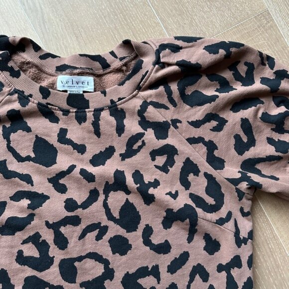 Velvet Leopard Puff Sleeve Mini Dress Size Small - Picture 7 of 10